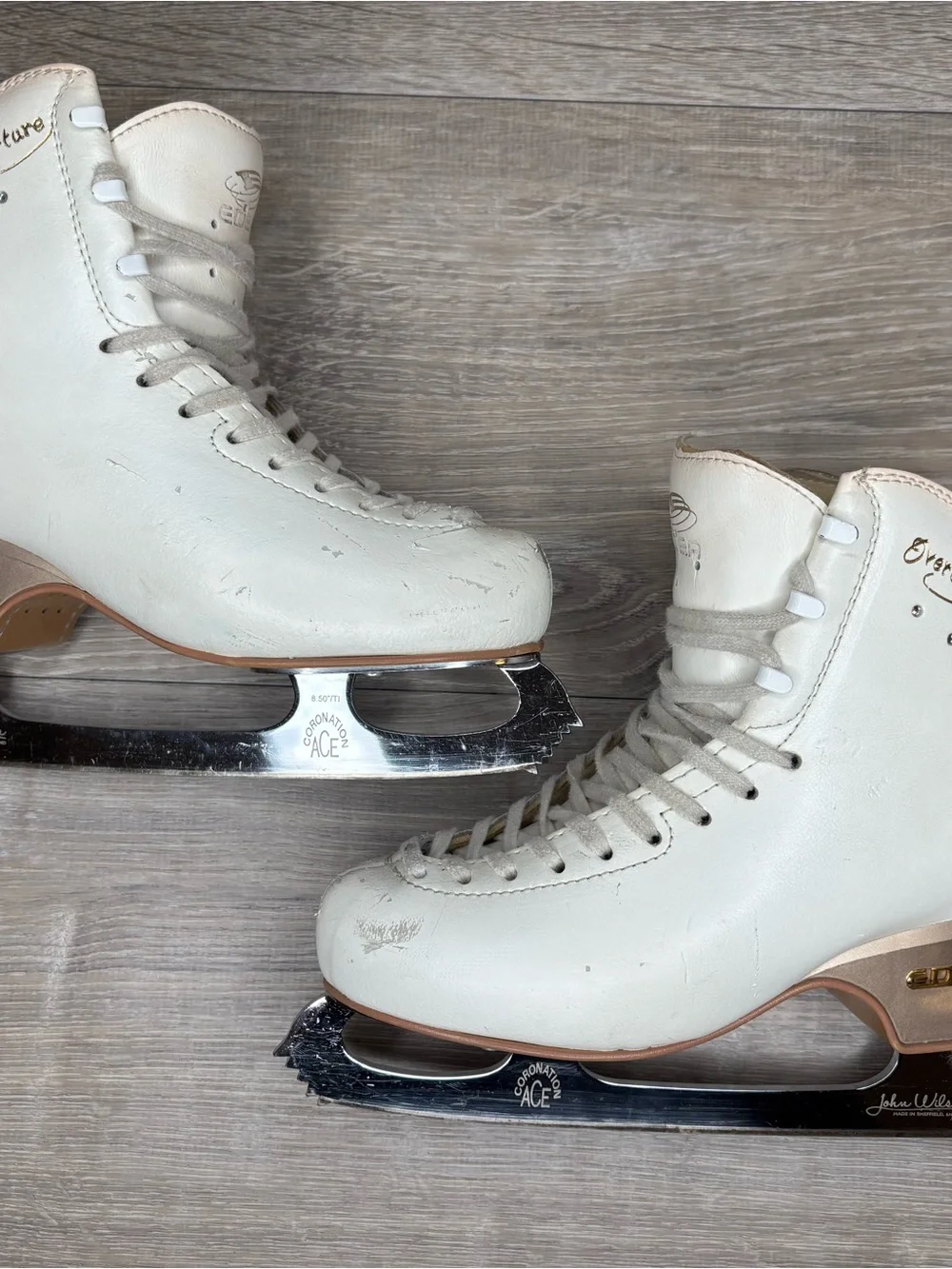 Edea Overture White Figure Skates 230 C w/ John Wilson Coronation Ace Blades